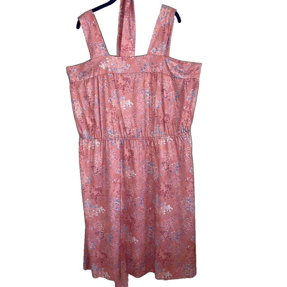 Vintage Floral‎ Tank Handmade Dress 22 Pink Cottage Summer Retro 1980s Chic Mod